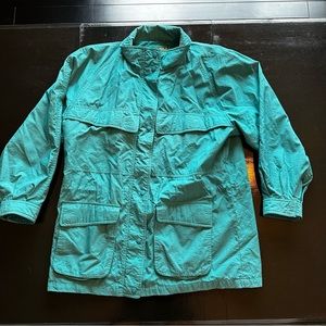 Vintage Eddie Bauer Green Blue Seafoam XL Nylon Jacket Windbreaker Long